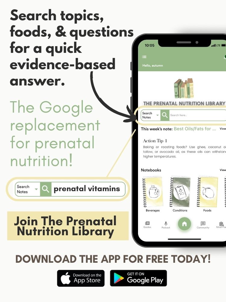 the prenatal nutrition library search bar