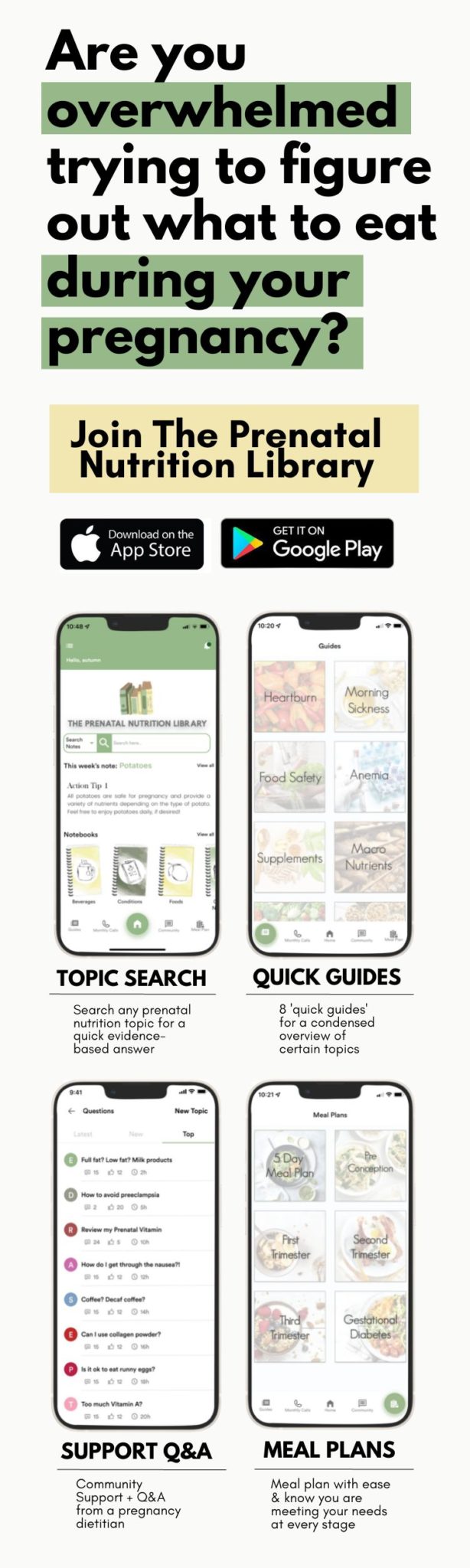 the prenatal nutrition library app 