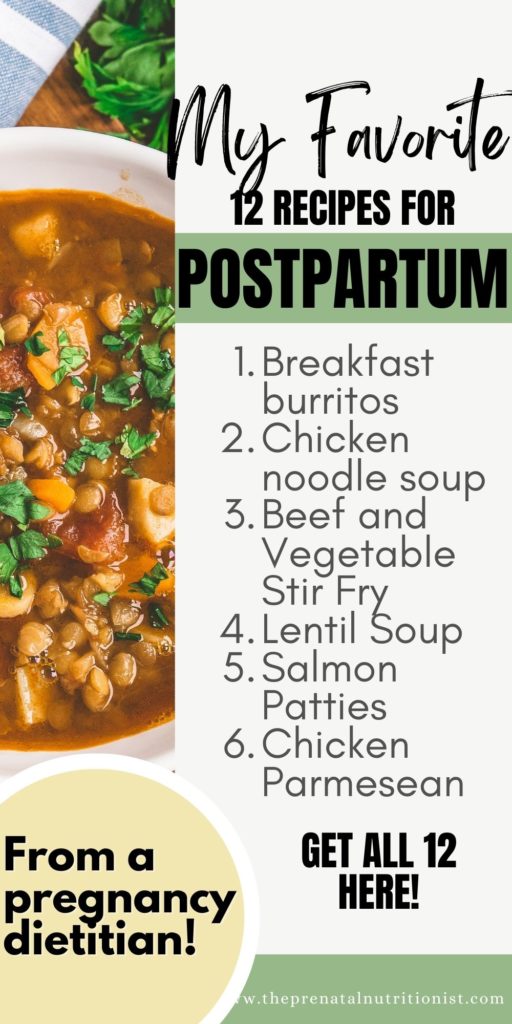 Postpartum Meals recipe list