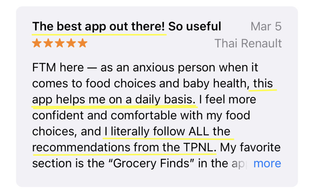 the prenatal nutrition library feedback