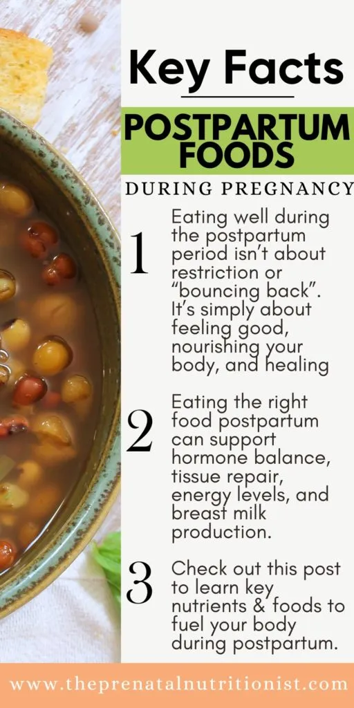 Postpartum Food Ideas key facts